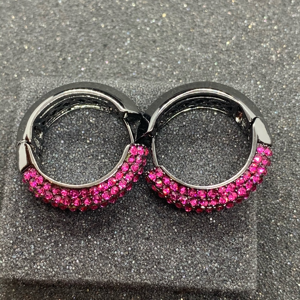 Joan Boyce Pave Crystal Hoop Earrings